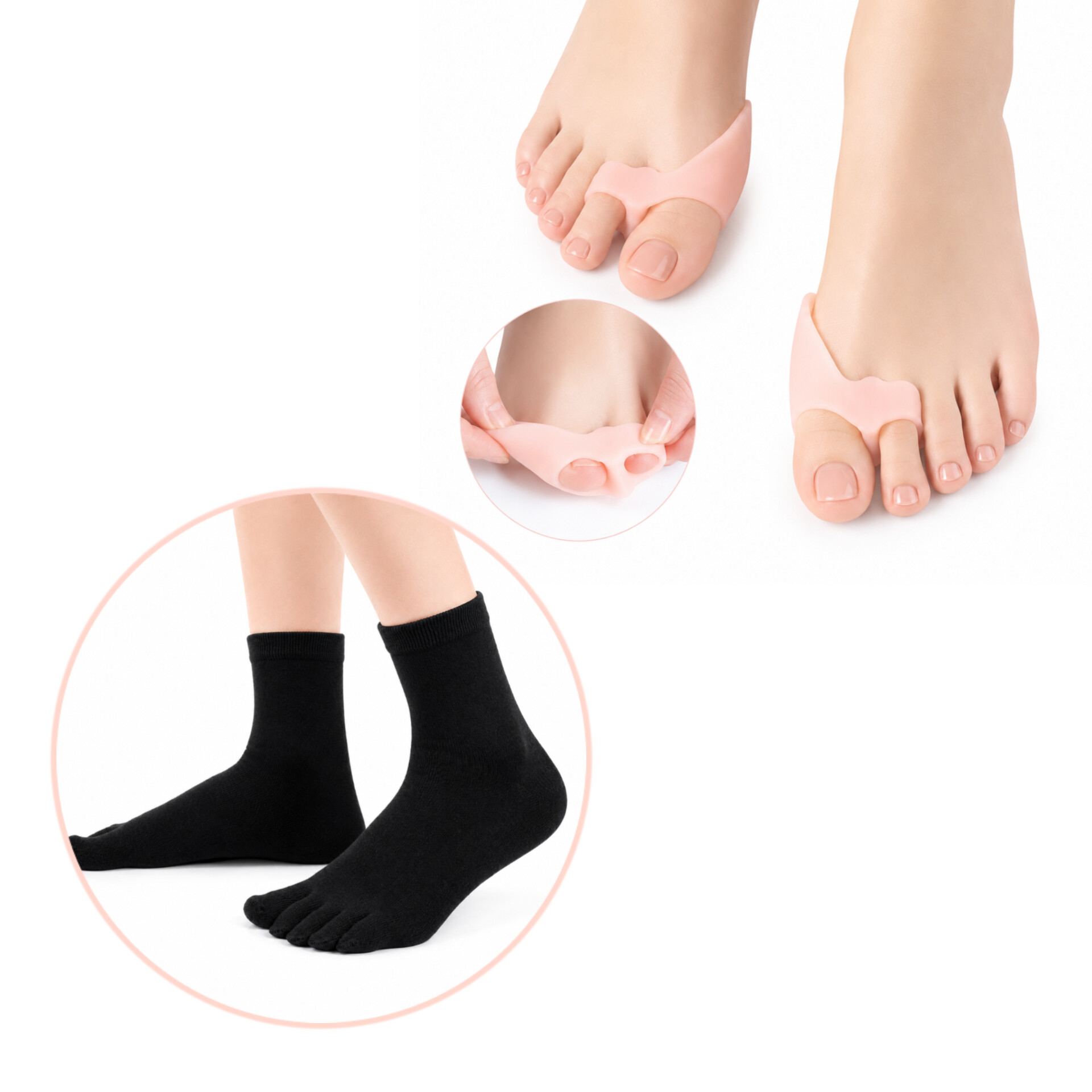 پک مراقبت از هالوکس والگوس آقای پا مدل Hallux Comfort Pack | جوراب پنج انگشتی نانو و پد اصلاح هالوکس HaluFit